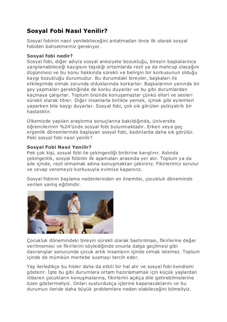 Sosyal fobi nedir Sosyal fobi nedir